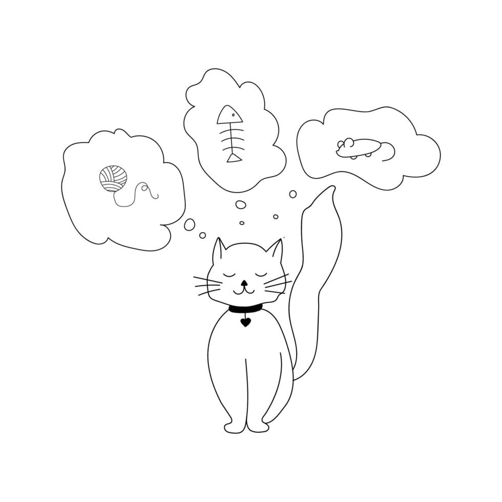 hand- getrokken vector illustratie kat dromen