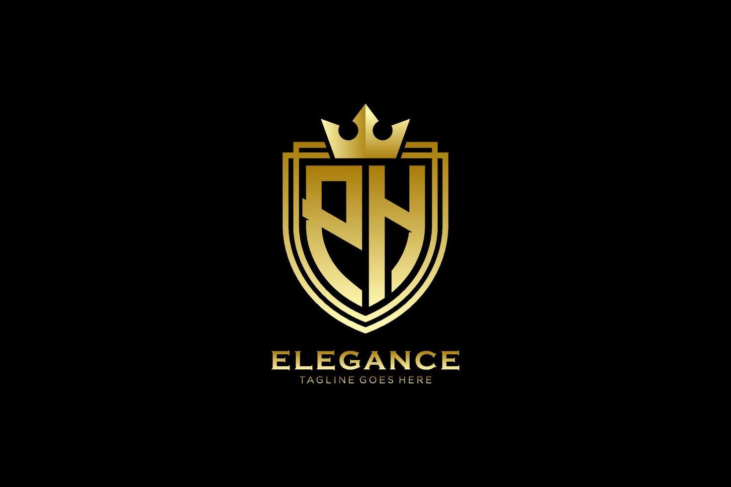 eerste ph elegant luxe monogram logo of insigne sjabloon met scrollt en Koninklijk kroon - perfect voor luxueus branding projecten vector