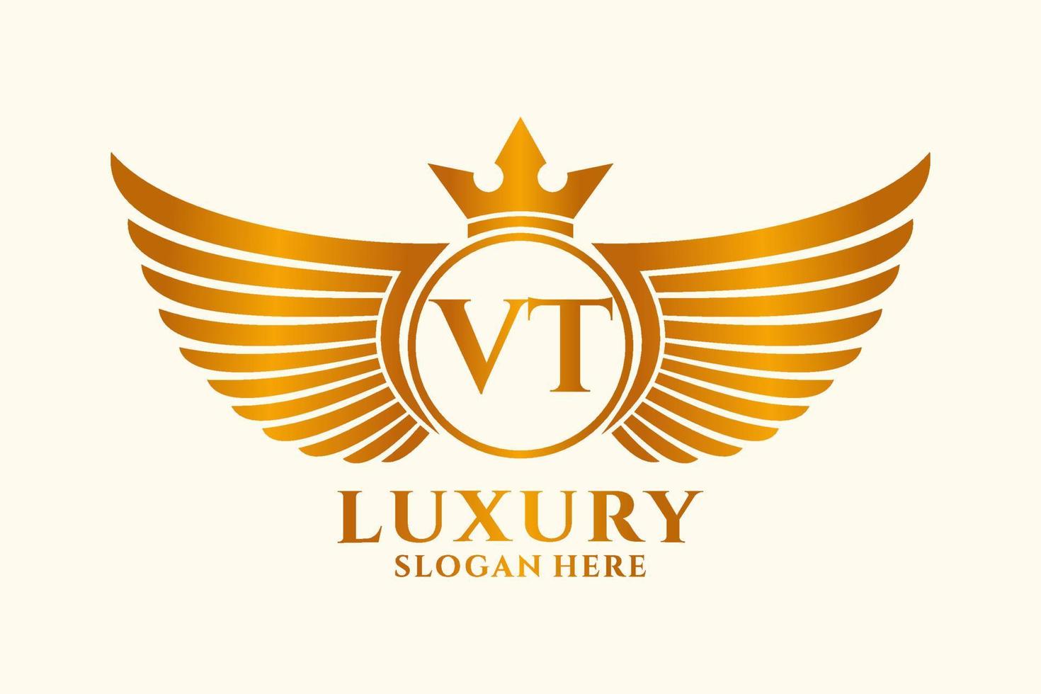 luxe Koninklijk vleugel brief ww kam goud kleur logo vector, zege logo, kam logo, vleugel logo, vector logo sjabloon.
