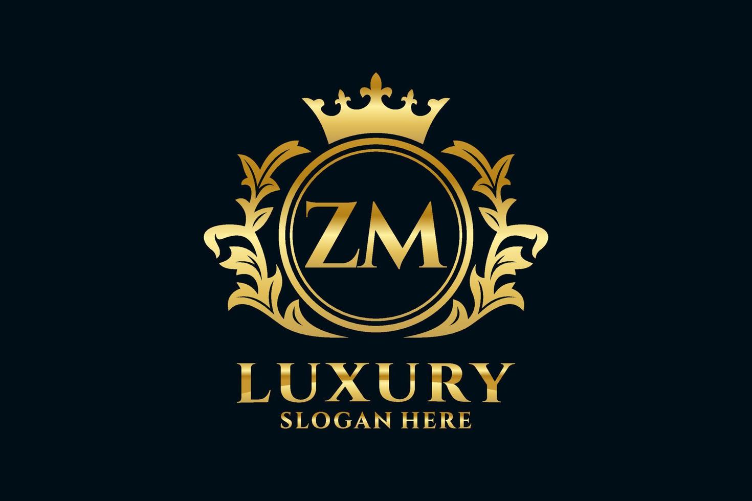 eerste zm brief Koninklijk luxe logo sjabloon in vector kunst voor luxueus branding projecten en andere vector illustratie.