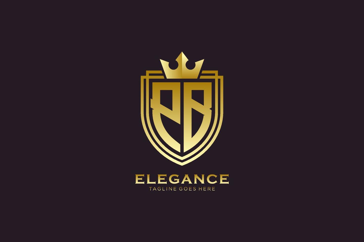 eerste pb elegant luxe monogram logo of insigne sjabloon met scrollt en Koninklijk kroon - perfect voor luxueus branding projecten vector