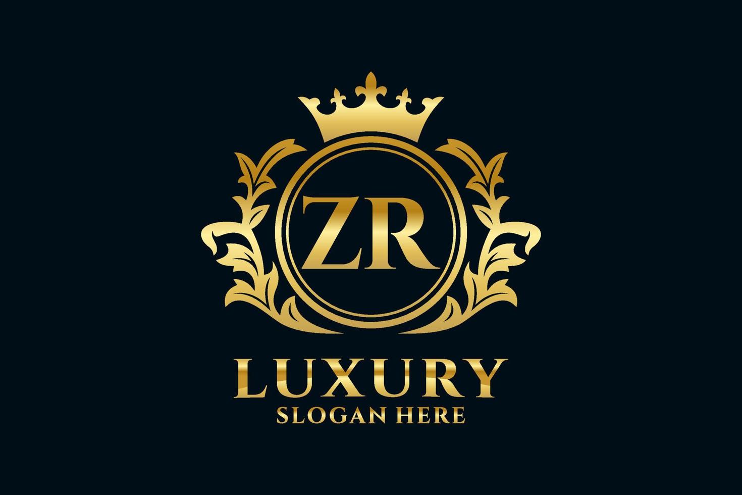 eerste zr brief Koninklijk luxe logo sjabloon in vector kunst voor luxueus branding projecten en andere vector illustratie.