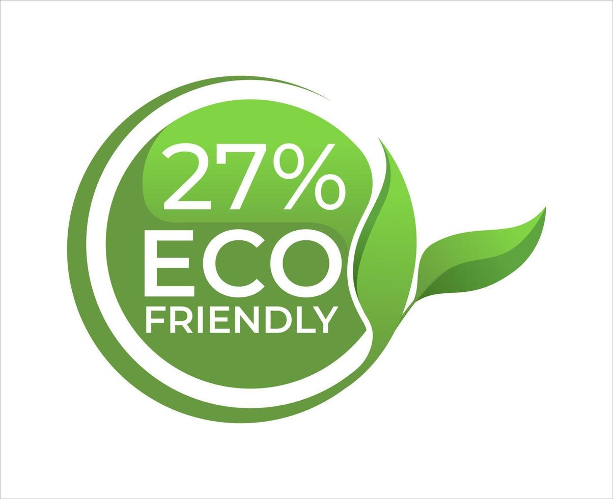 27 eco vriendelijk cirkel etiket sticker vector illustratie met groen biologisch fabriek bladeren.