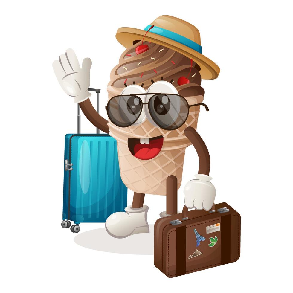 schattig ijs room mascotte Aan vakantie vector