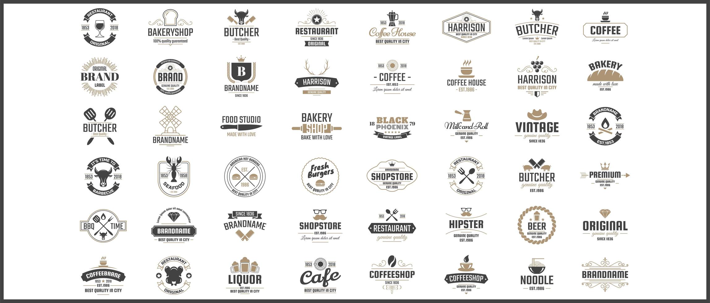 eten en café vintage labels vector