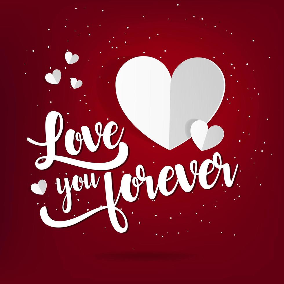 '' love you forever '' papierstijl achtergrond vector