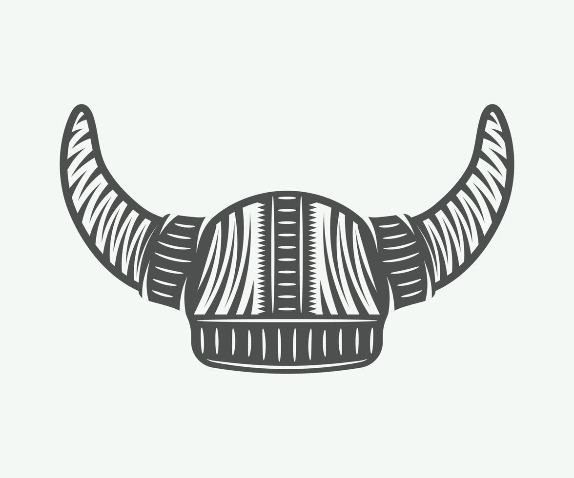 wijnoogst viking roer in retro stijl. monochroom grafisch kunst. vector illustratie.