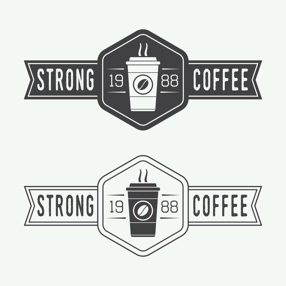 reeks van wijnoogst koffie logo's, etiketten en emblemen. vector illustratie