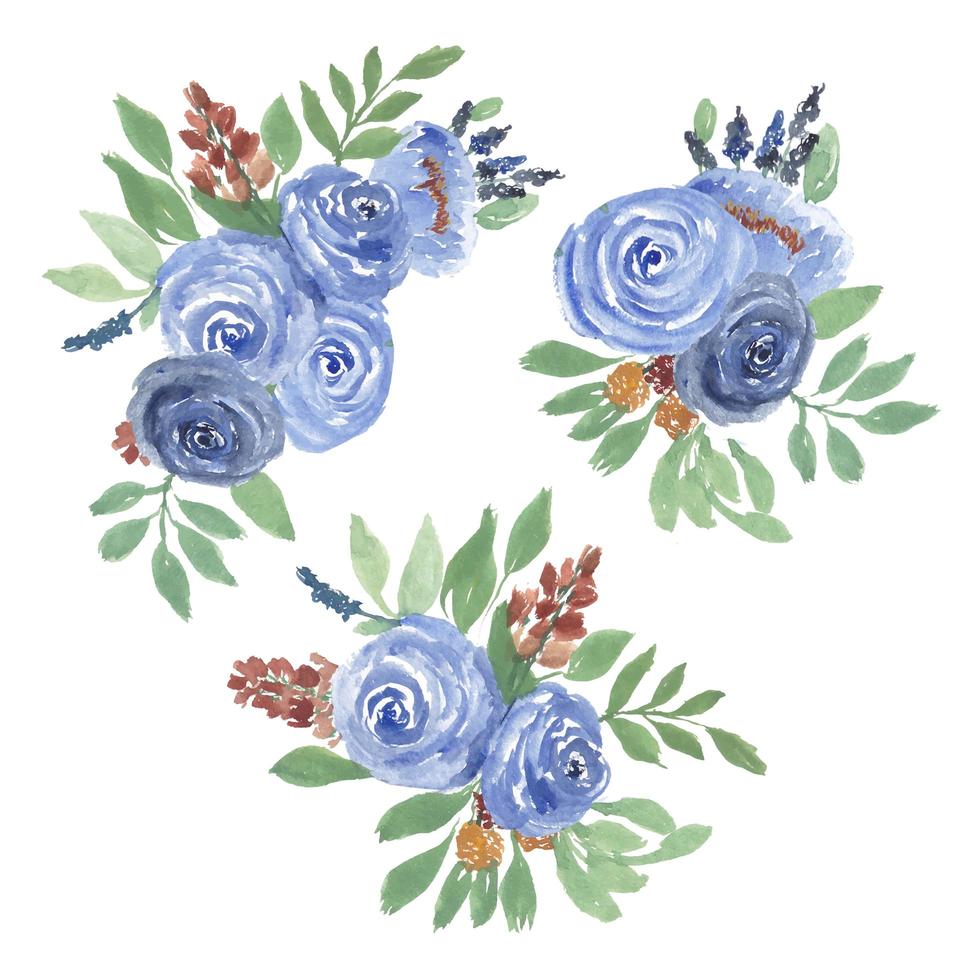 aquarel roos bloemen arrangement set vector