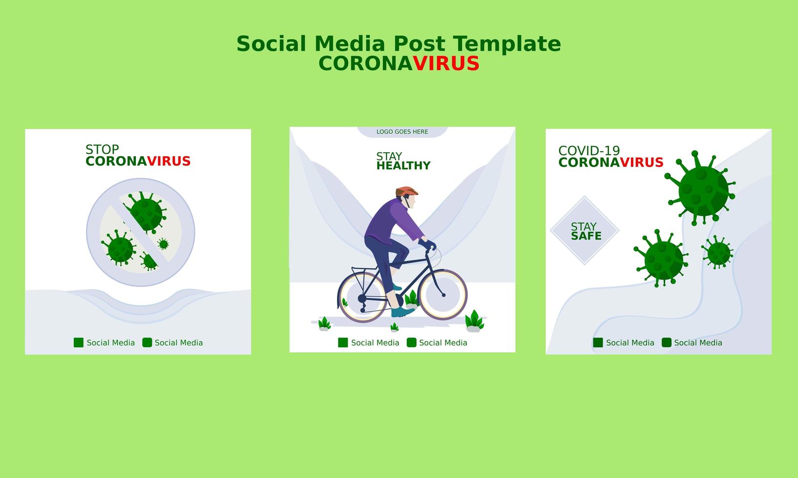 coronavirus covid-19 social media postsjabloon vector