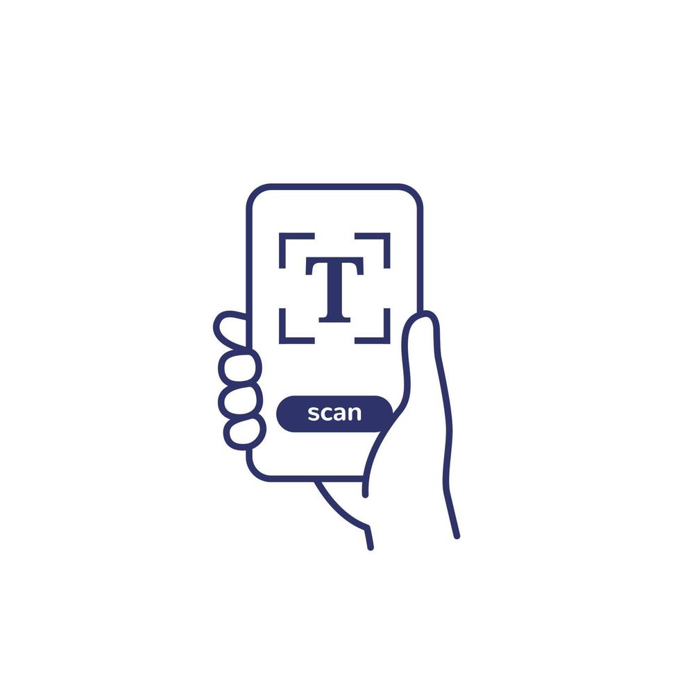 tekst scannen icoon met een slim telefoon vector