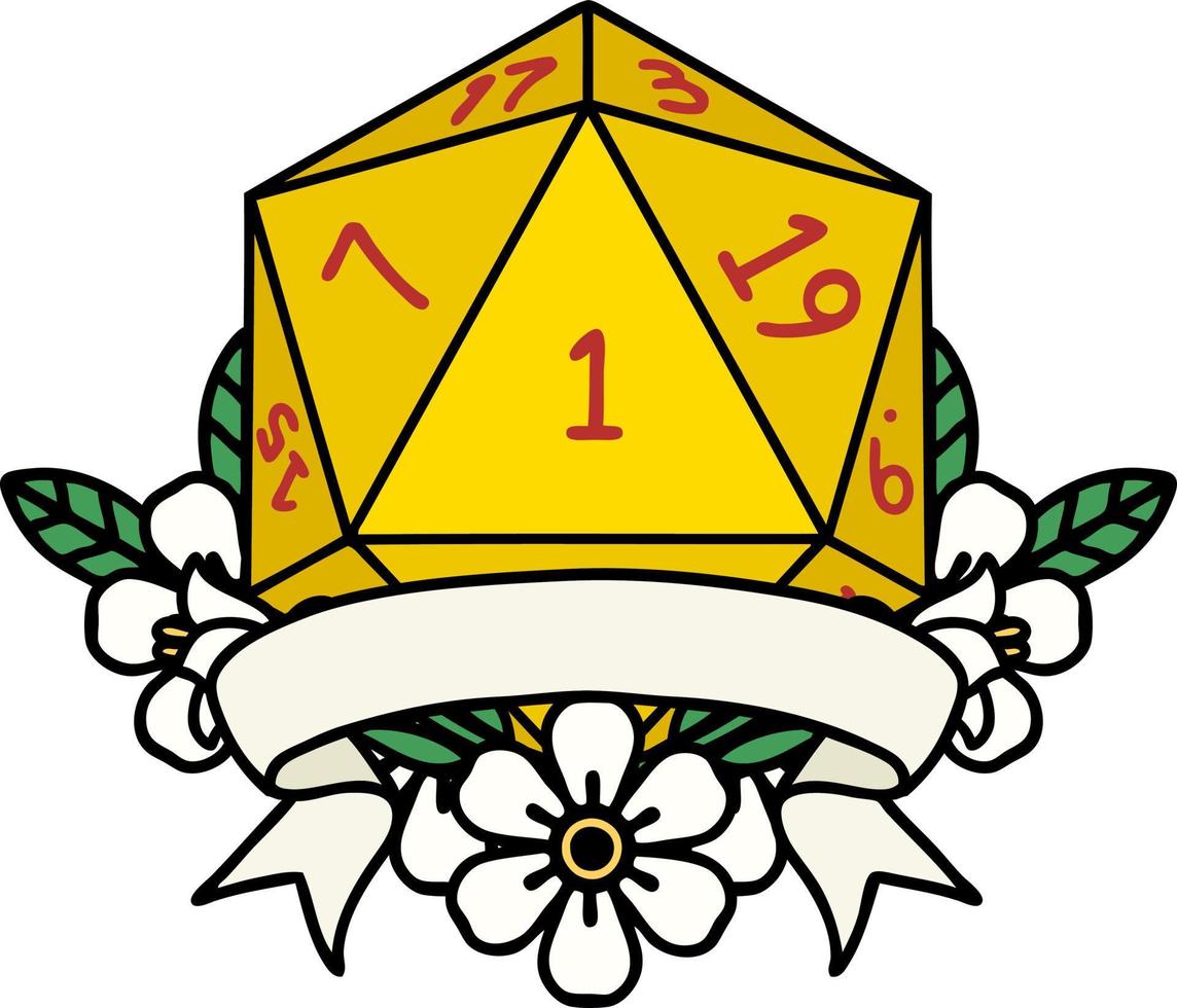 natuurlijk een d20 Dobbelsteen rollen illustratie vector