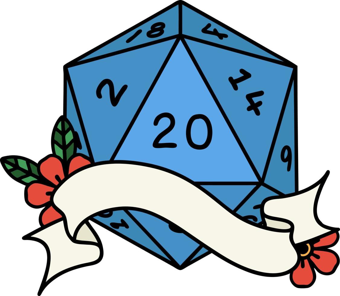 natuurlijk twintig d20 Dobbelsteen rollen illustratie vector