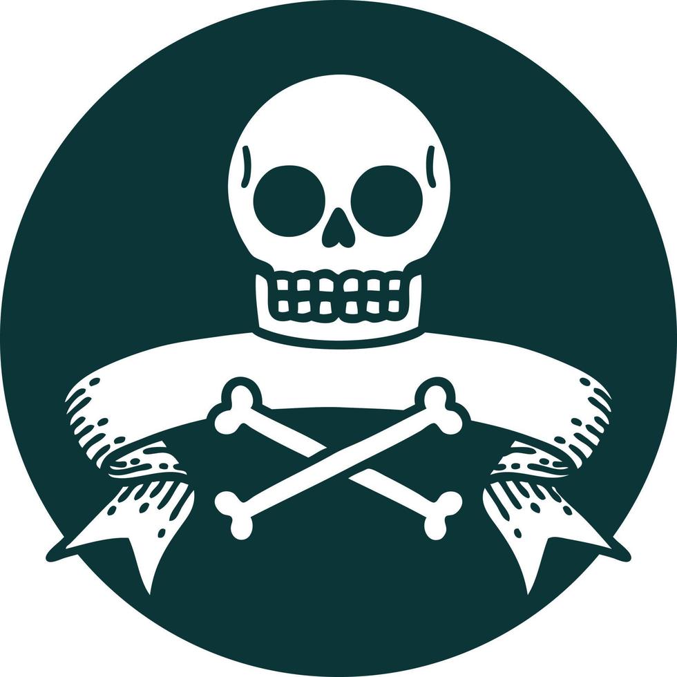 icoon met banier van een schedel en botten vector