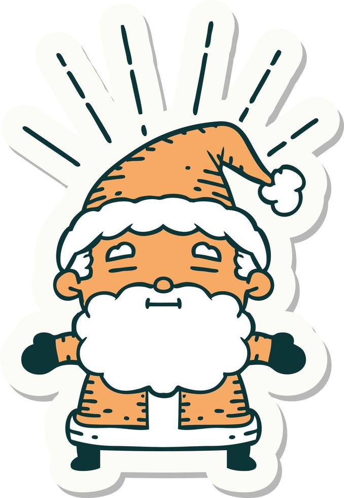 sticker van tatoeëren stijl de kerstman claus Kerstmis karakter vector