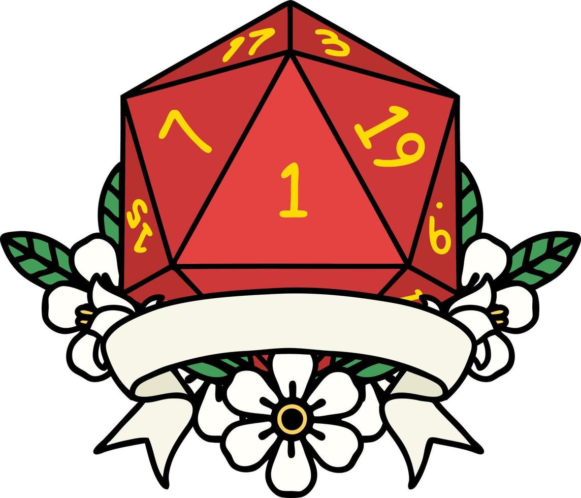 natuurlijk een d20 Dobbelsteen rollen illustratie vector