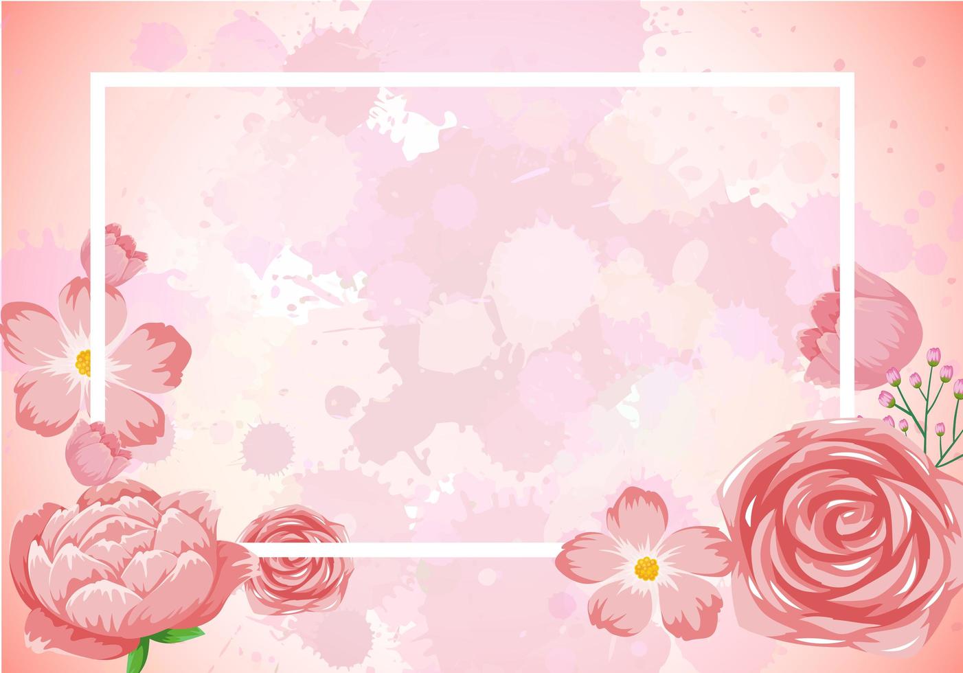 frame sjabloonontwerp met roze bloemen vector