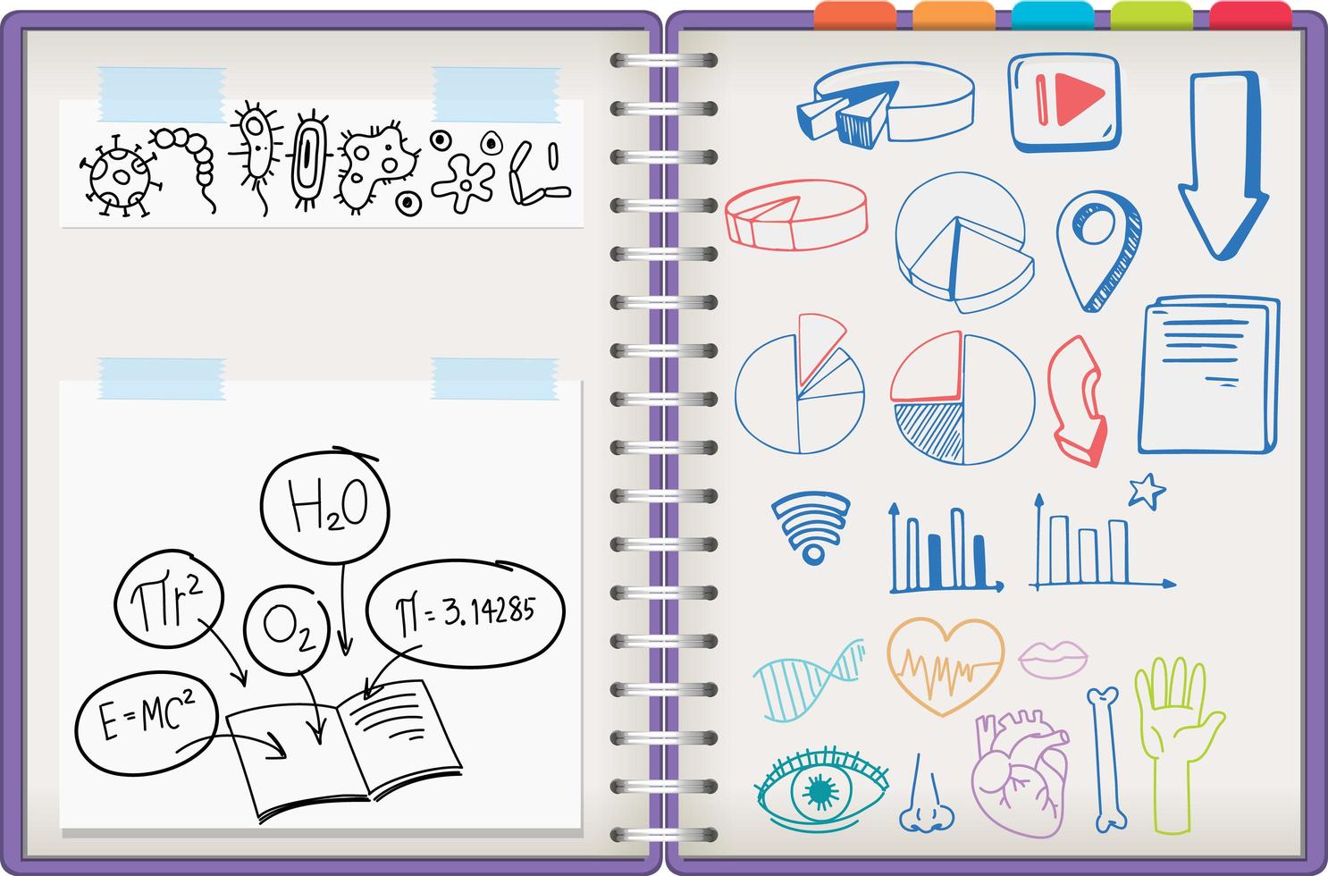 notebook met doodles vector