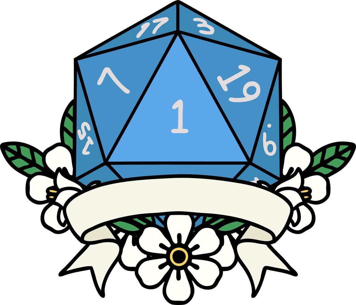 natuurlijk een d20 Dobbelsteen rollen illustratie vector