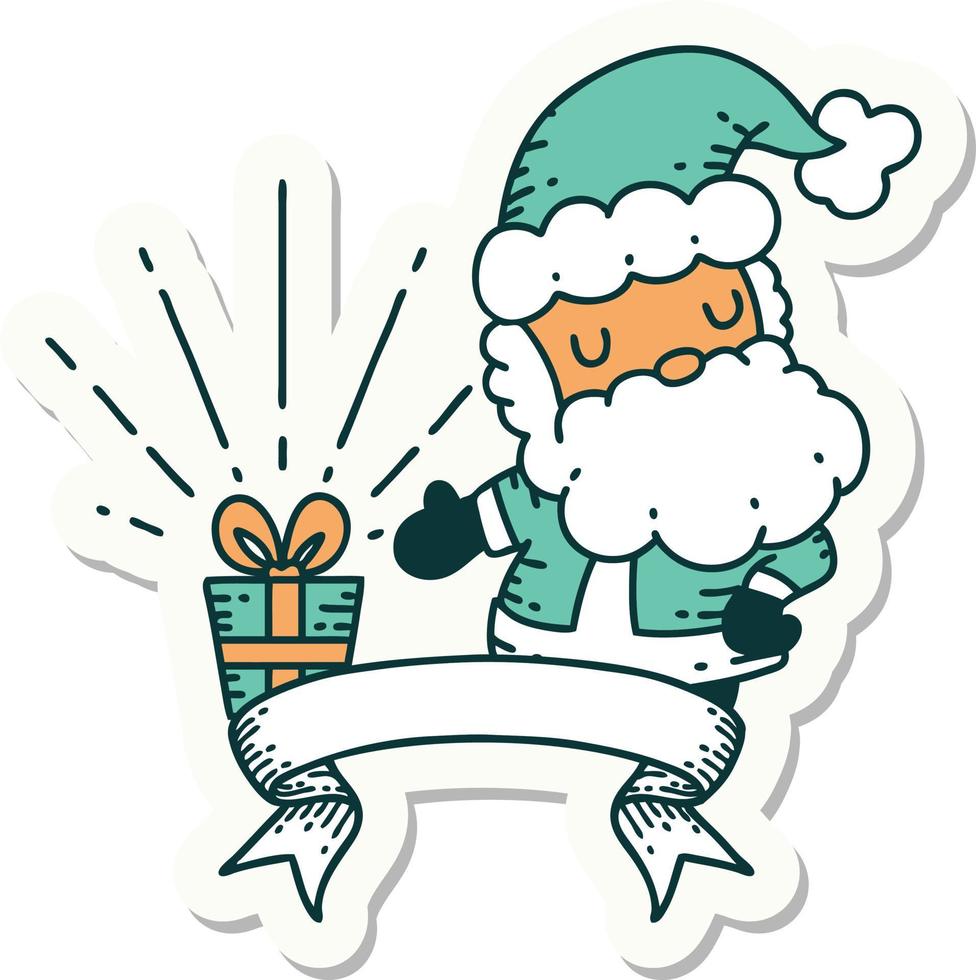 sticker van tatoeëren stijl de kerstman claus Kerstmis karakter vector