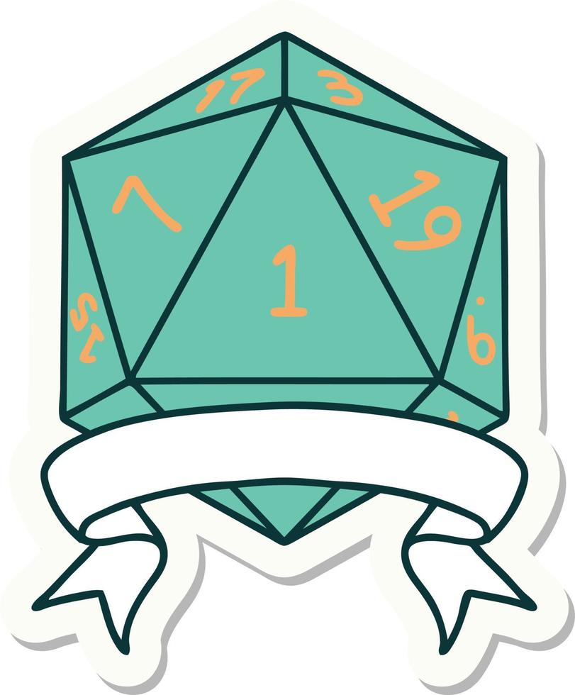 natuurlijk een d20 Dobbelsteen rollen sticker vector