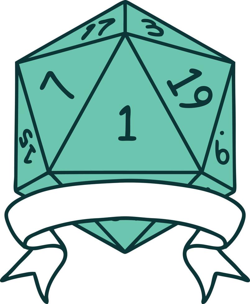 natuurlijk een d20 Dobbelsteen rollen illustratie vector