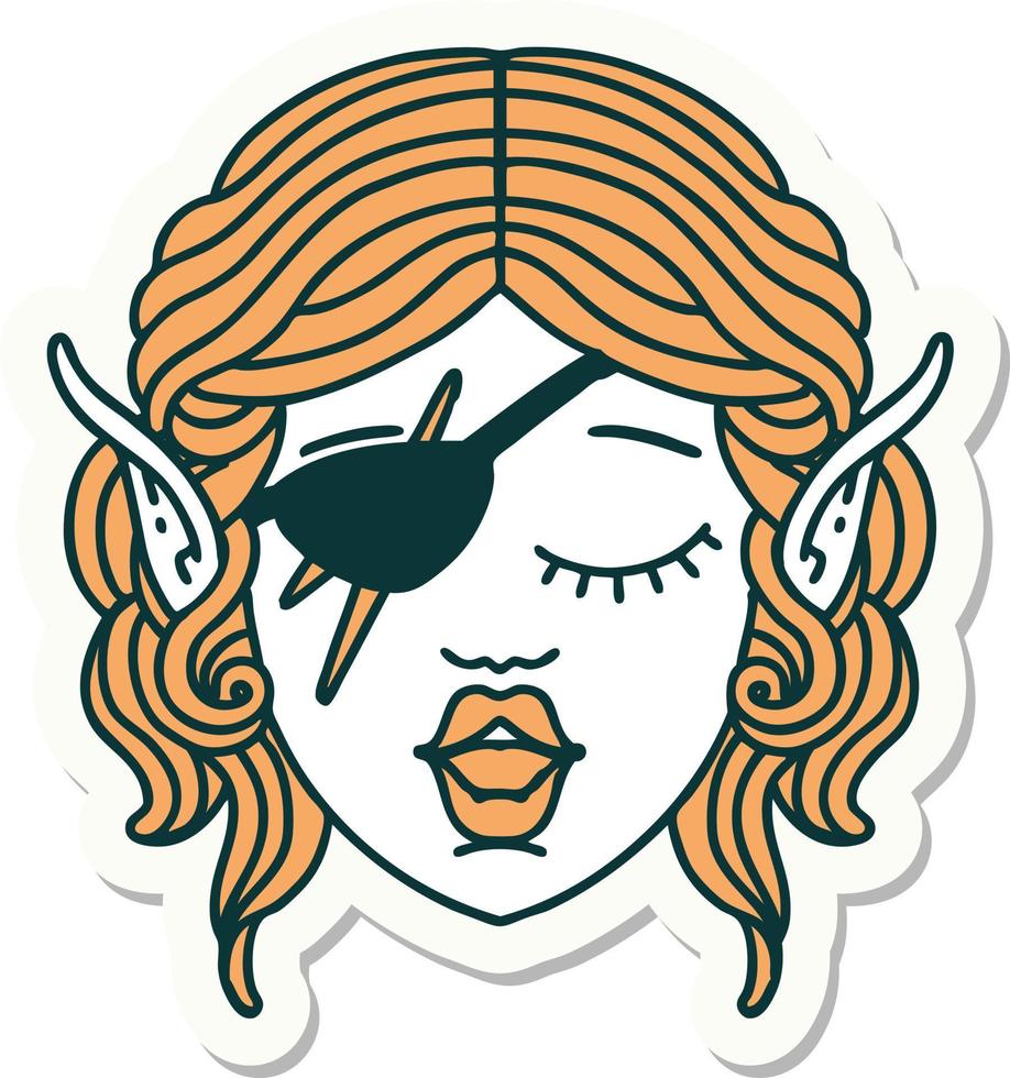 elf schurk karakter gezicht sticker vector