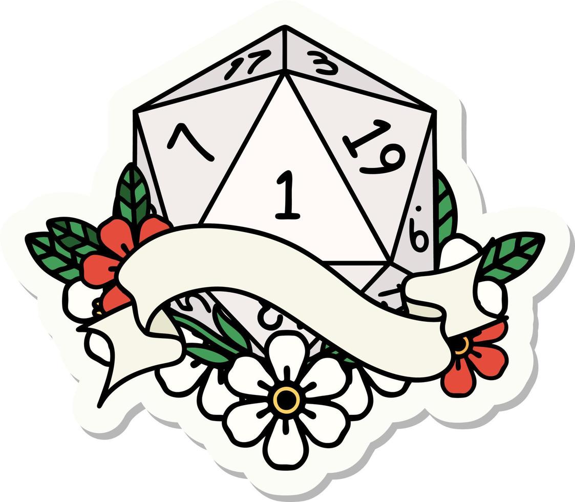 natuurlijk een d20 Dobbelsteen rollen sticker vector