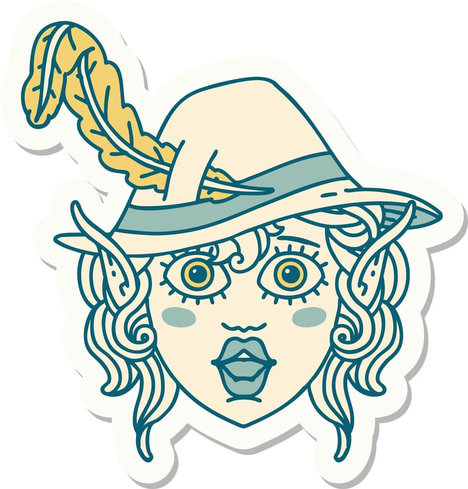 elf bard karakter gezicht sticker vector