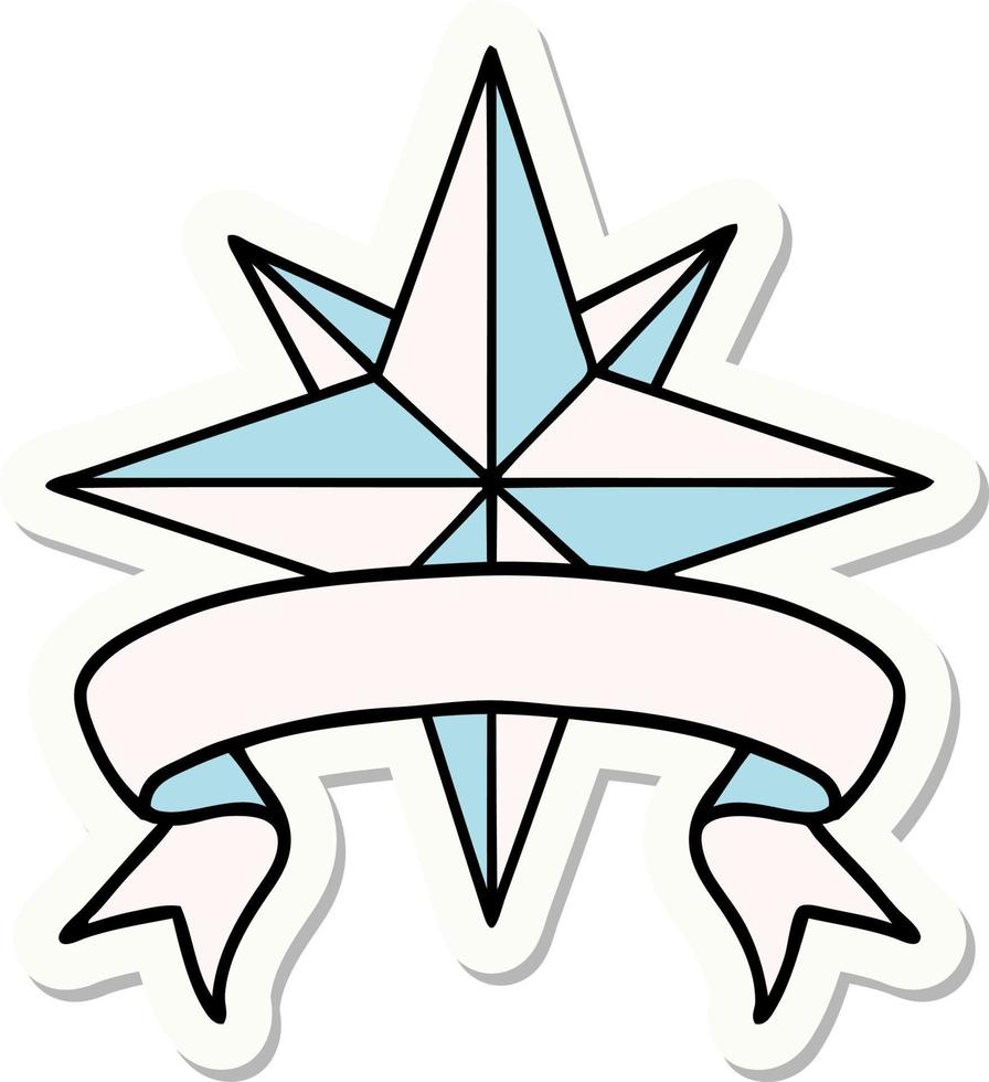 tatoeëren sticker met banier van een ster vector