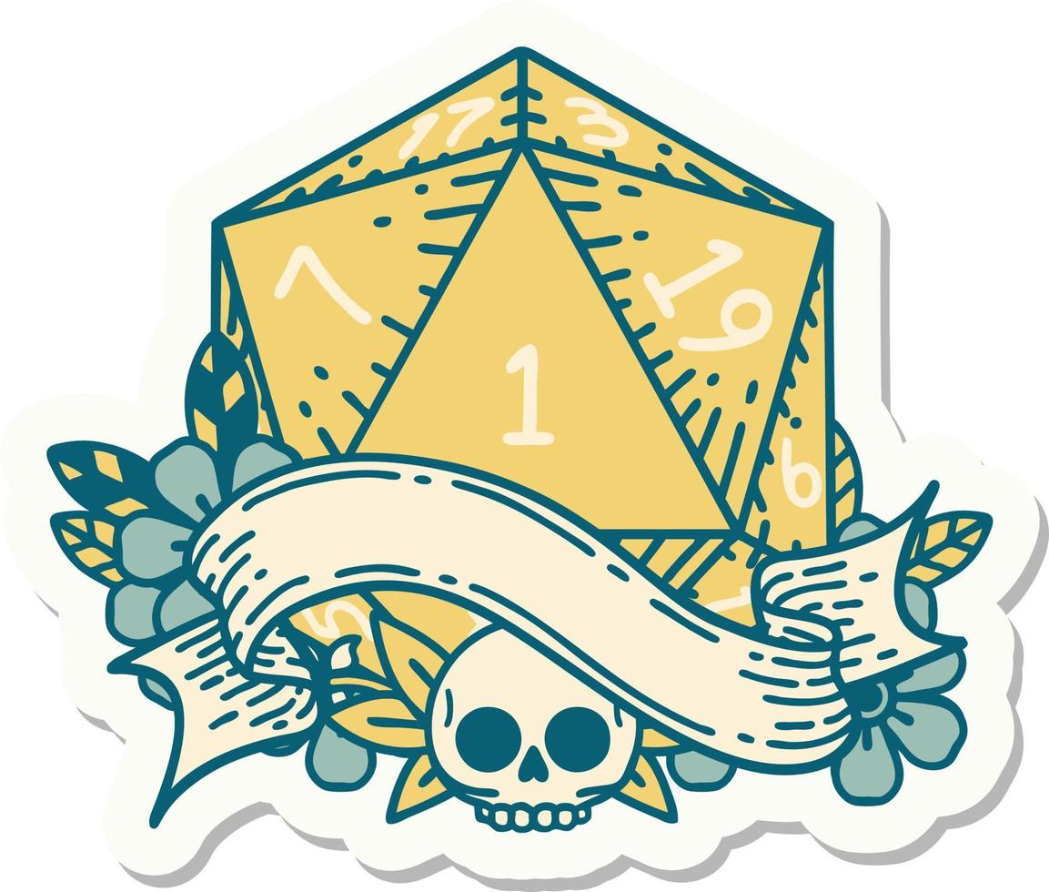 natuurlijk een d20 Dobbelsteen rollen sticker vector