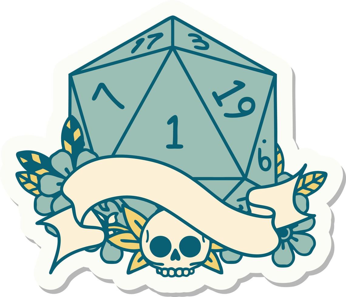 natuurlijk een d20 Dobbelsteen rollen sticker vector