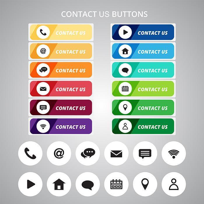 contact met ons op knop en icon set vector