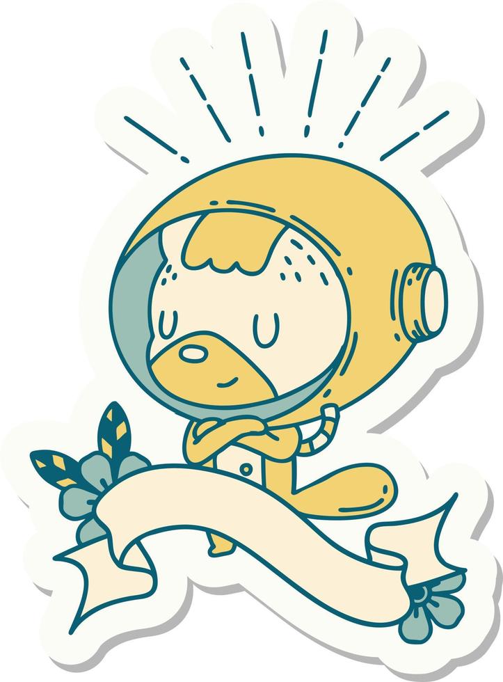 sticker van tatoeëren stijl dier in astronaut pak vector