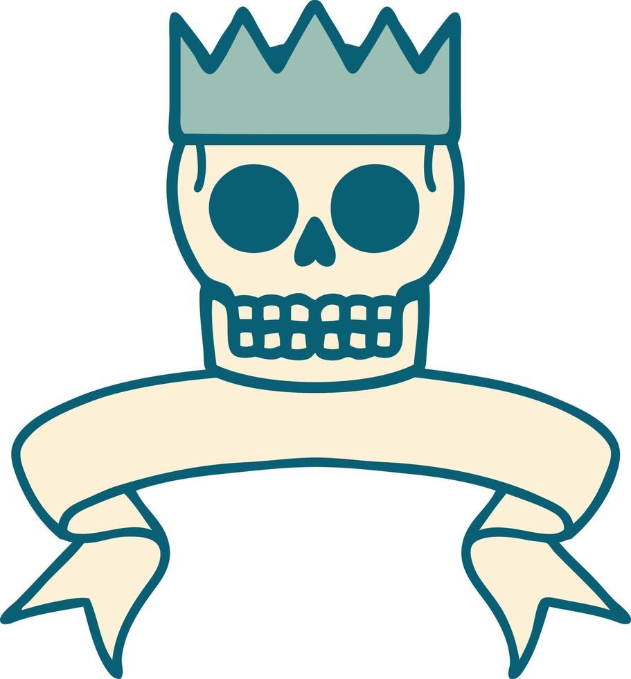 tatoeëren met banier van een schedel en kroon vector