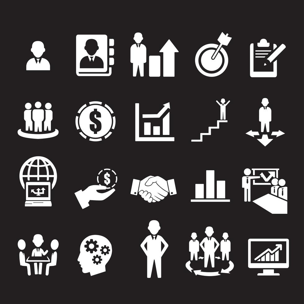 bedrijfs-, management- en human resource-pictogrammen vector