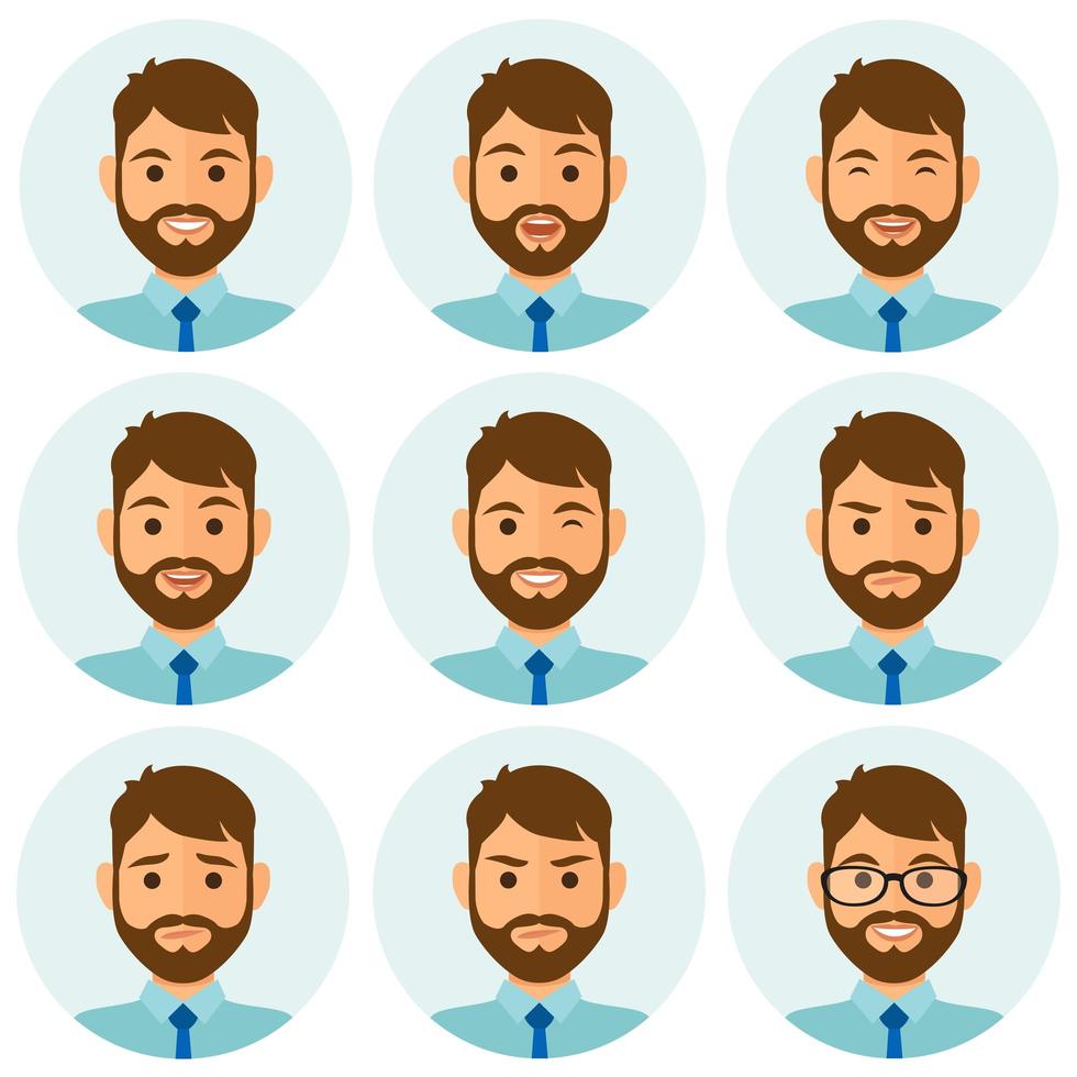 zakenman uitdrukkingen avatar set vector