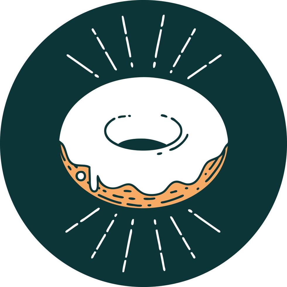 icoon van een tatoeëren stijl bevroren donut vector