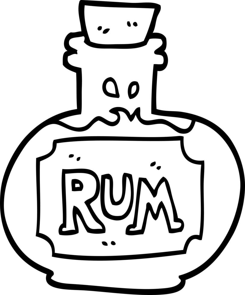 lijn tekening tekenfilm oud fles van rum vector