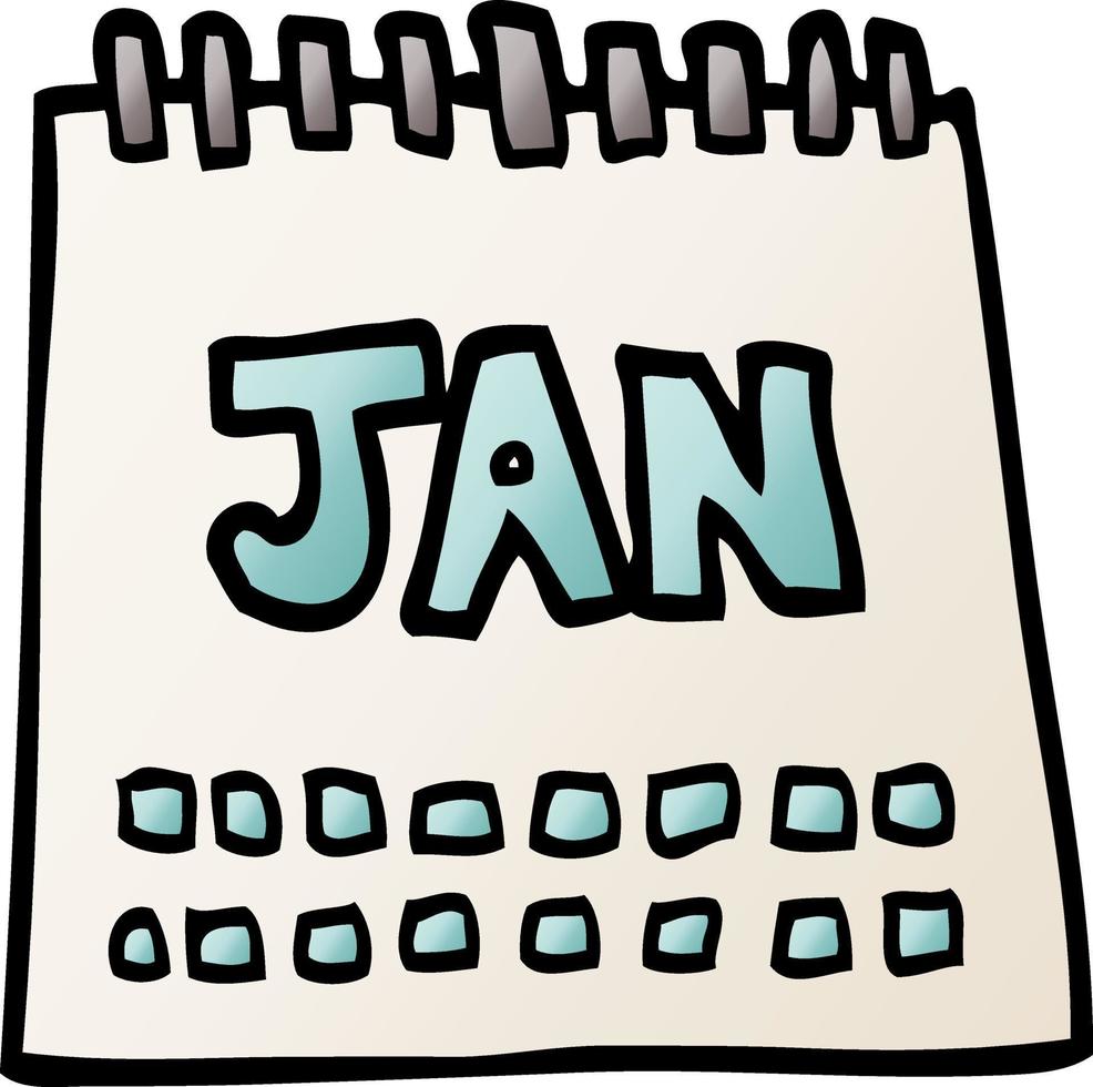 cartoon doodle kalender met maand januari vector