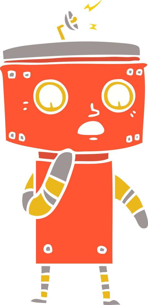 onzeker vlak kleur stijl tekenfilm robot vector