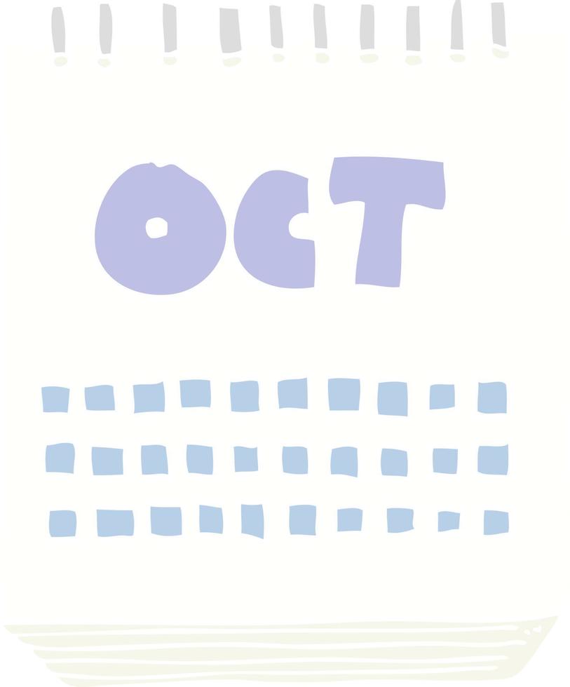 vlak kleur illustratie van kalender tonen maand van oktober vector