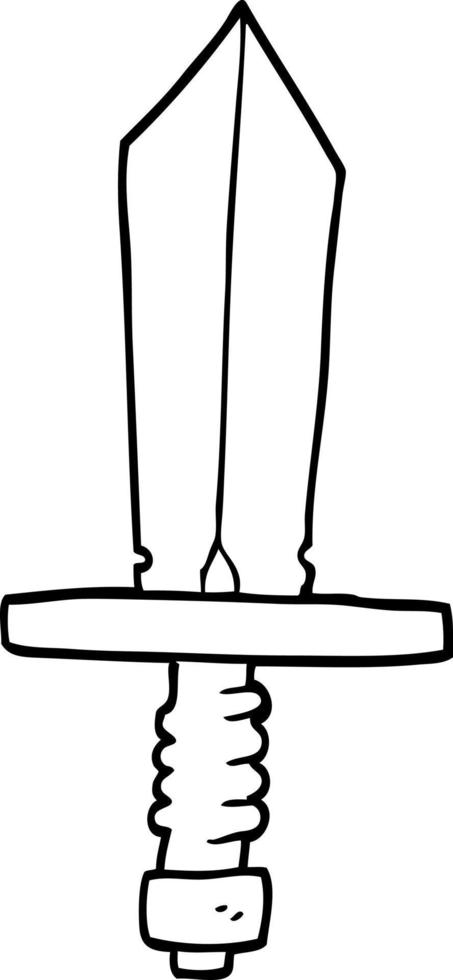 lijn tekening tekenfilm van een oud bronzen zwaard vector