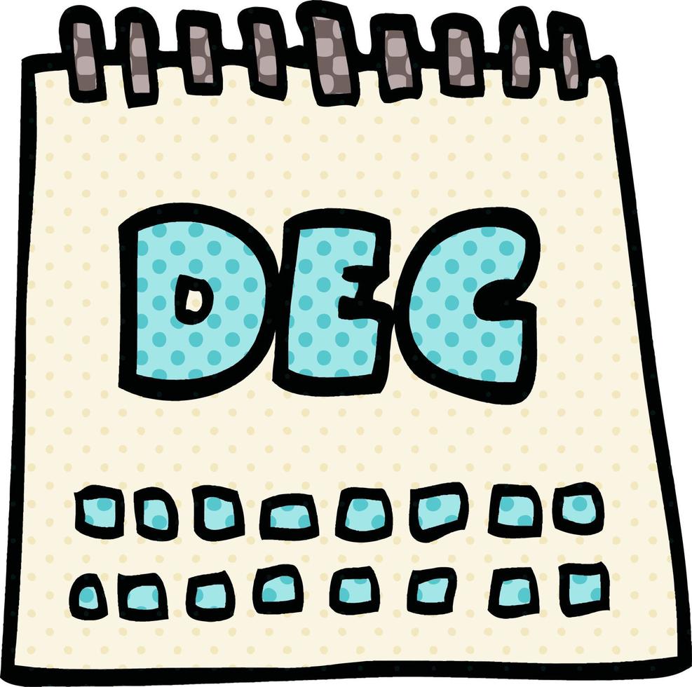 cartoon doodle kalender met maand december vector