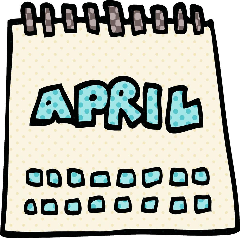 tekenfilm tekening kalender tonen maand van april vector