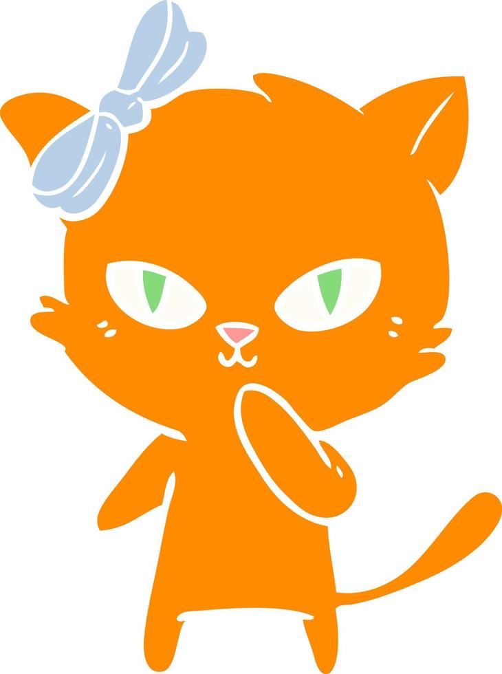 schattig vlak kleur stijl tekenfilm kat vector