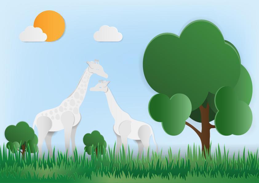 giraffen in groen bos vector