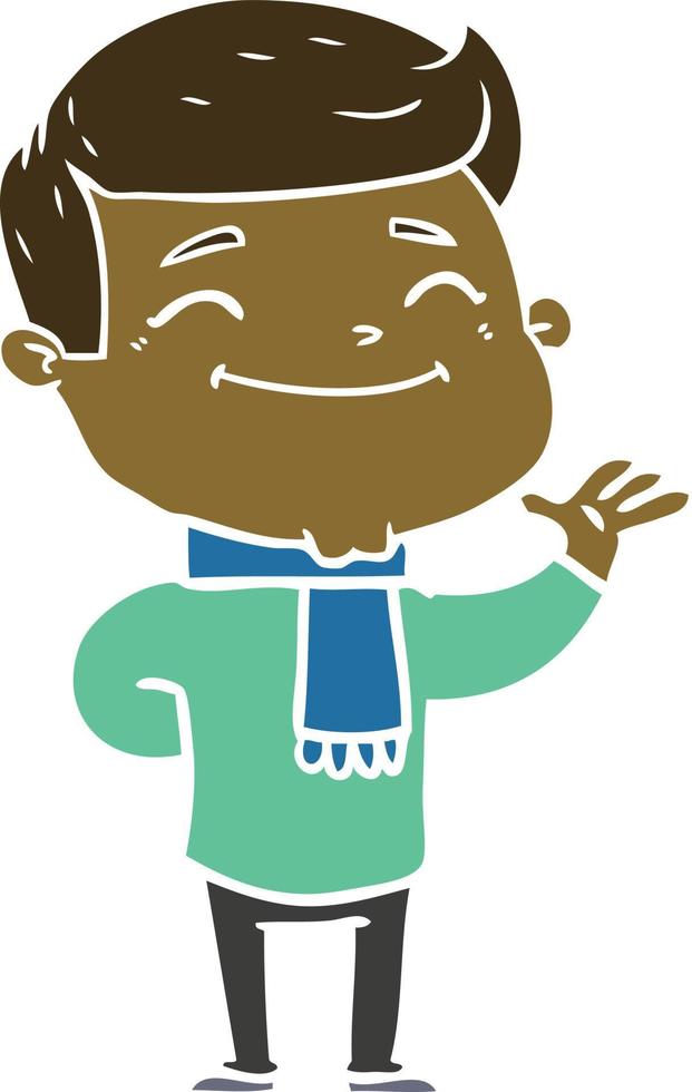 gelukkig egale kleurstijl cartoon man vector