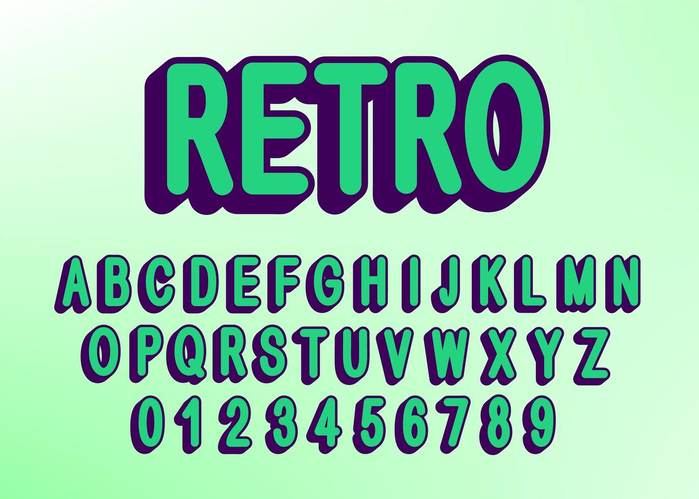 retro alfabet lettertype met letters en cijfers vector