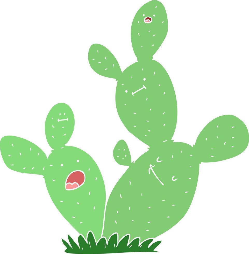 cartooncactus in effen kleurstijl vector